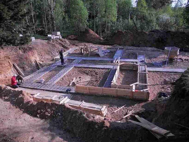 Concrete foundation installation with footing layout and excavation for residential build in Beachwood, OH